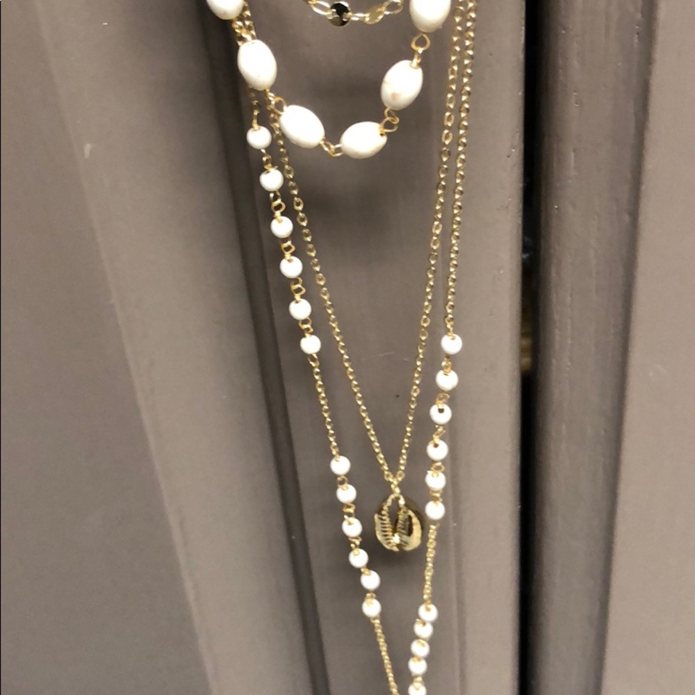 New Panacea layered cream and gold necklace
